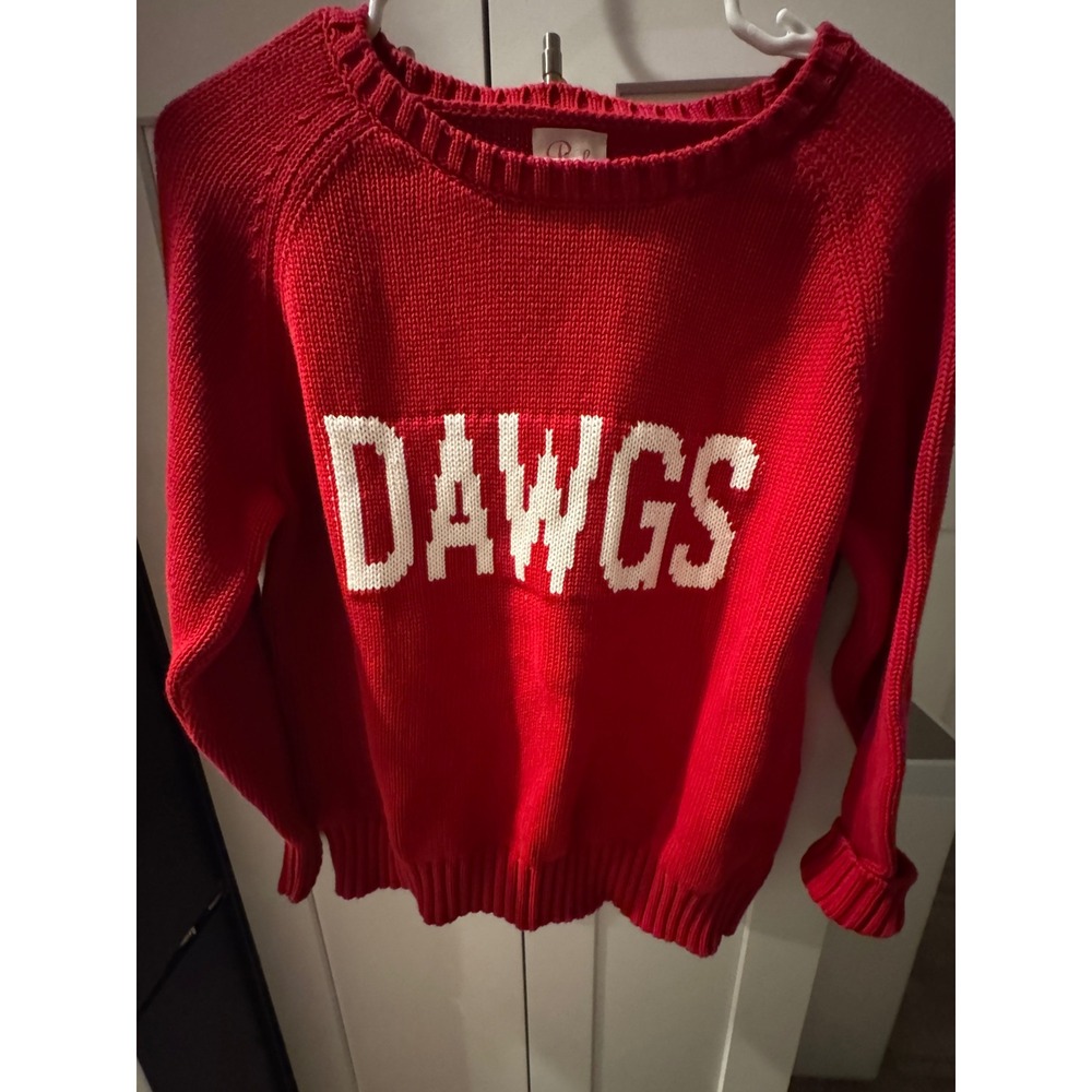 Pink Pineapple DAWGS Red Knit Sweater Women's Size S‎